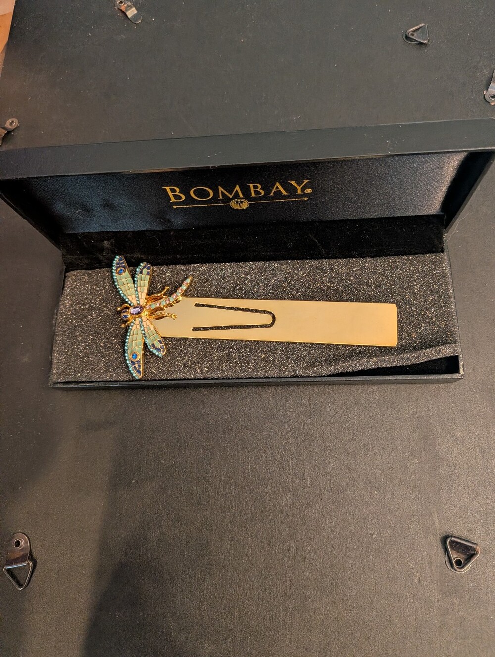 Bombay Gold Dragonfly Book Mark with Turquoise and Blue Accents New In Box